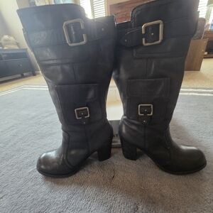 Rockport Black Leather Heeled Boots with Pocket Detail